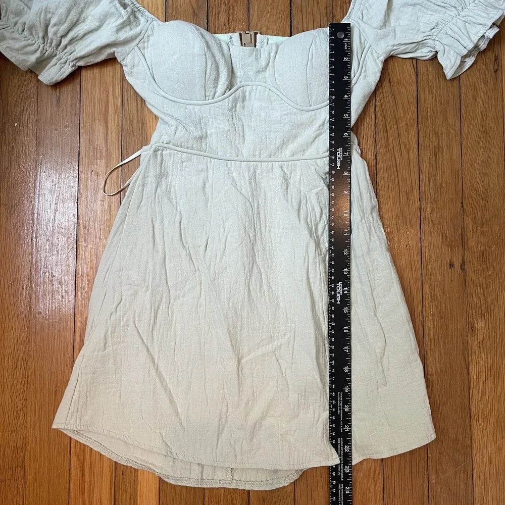 American Threads XS Cotton Mini Dress Milkmaid Babydoll 90s Cut Out Back